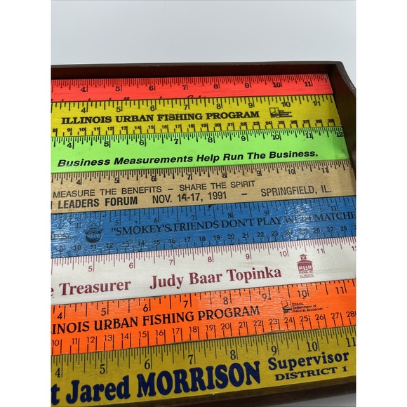 Folk Art Handcrafted Yardstick Ruler Shelf Desk Tray 12"Long Rustic Country - Picture 4 of 10